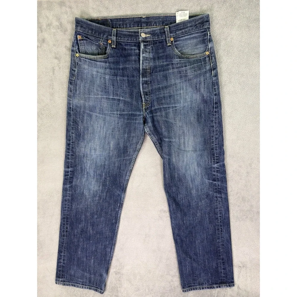 Levis 501XX Jeans Mens 36x32* Blue Straight Classic Medium Wash Denim Button Fly